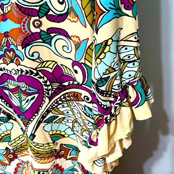 Zara Paisley Printed Dress with Tie V Neckline and Long sleeves. Women’s Medium. - Picture 9 of 11